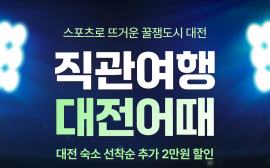 대전 스포츠 홈경기 관람객에 숙박 할인...'직관여행 대전어때' 운영